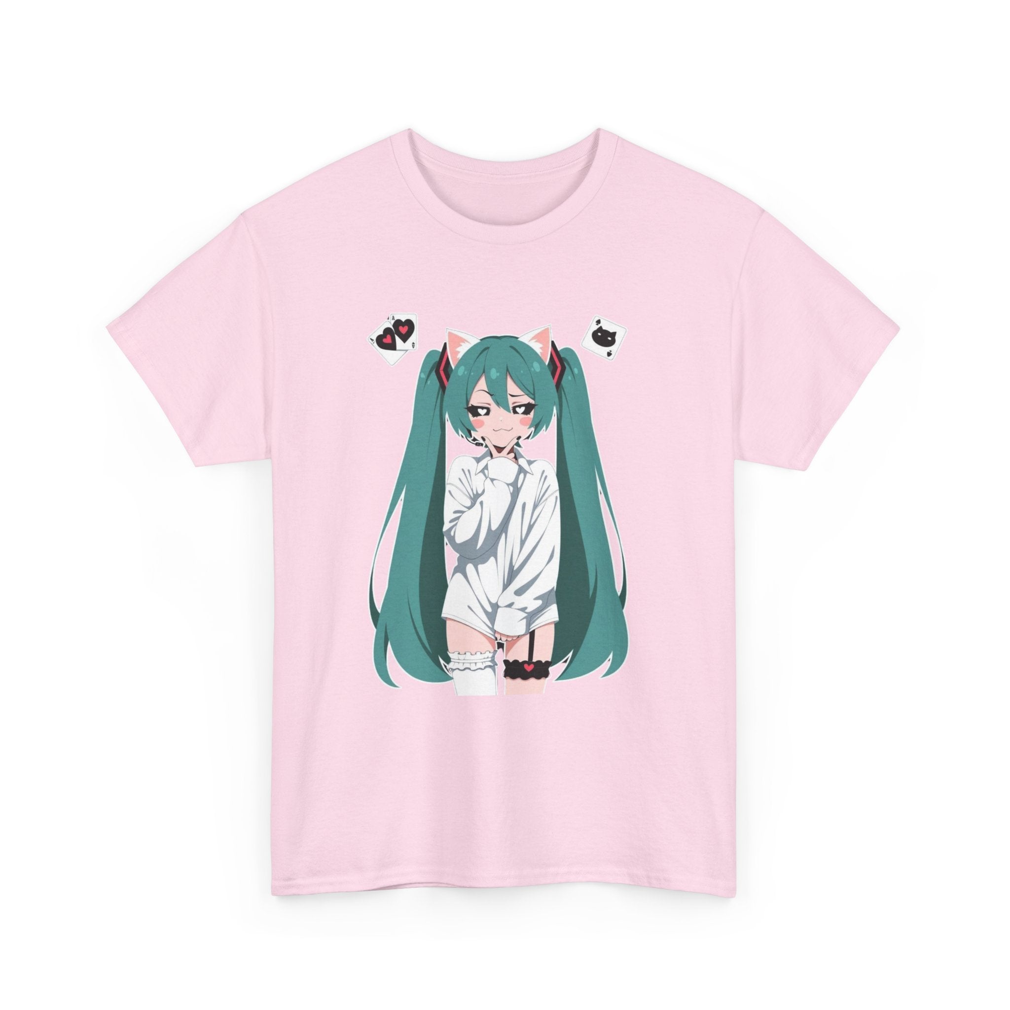 Hatsune Miku Catgirl Cute Anime Unisex Heavy Cotton Tee