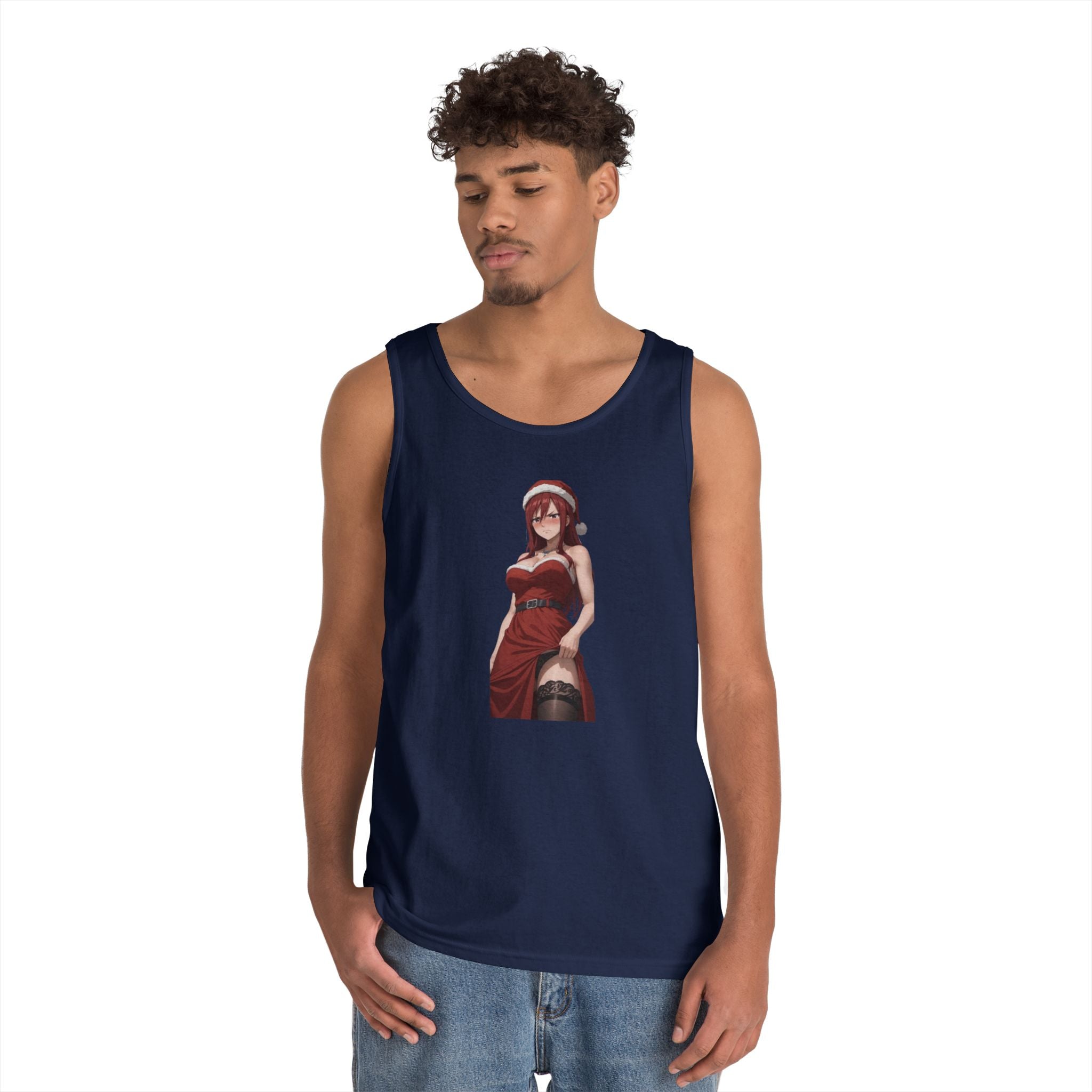 Ezra Scarlet Christmas Themed Angry Anime Heavy Cotton Tank Top