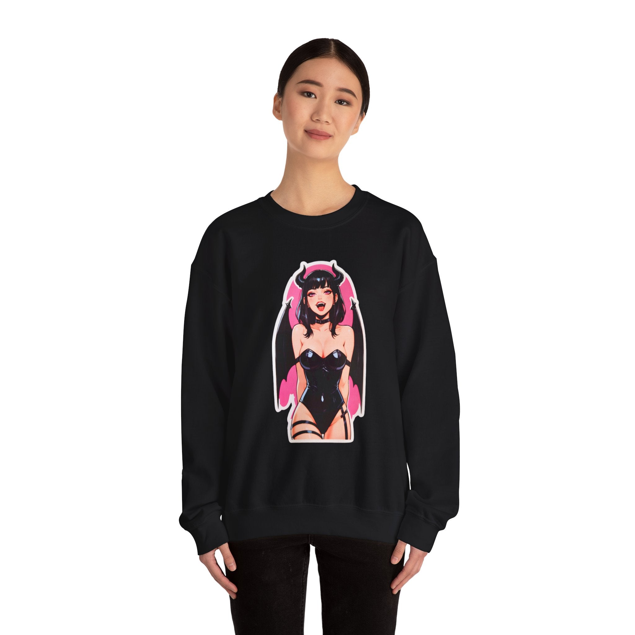 Succubus Ahegao Dark Gothic Unisex Heavy Blend™ Crewneck Sweatshirt
