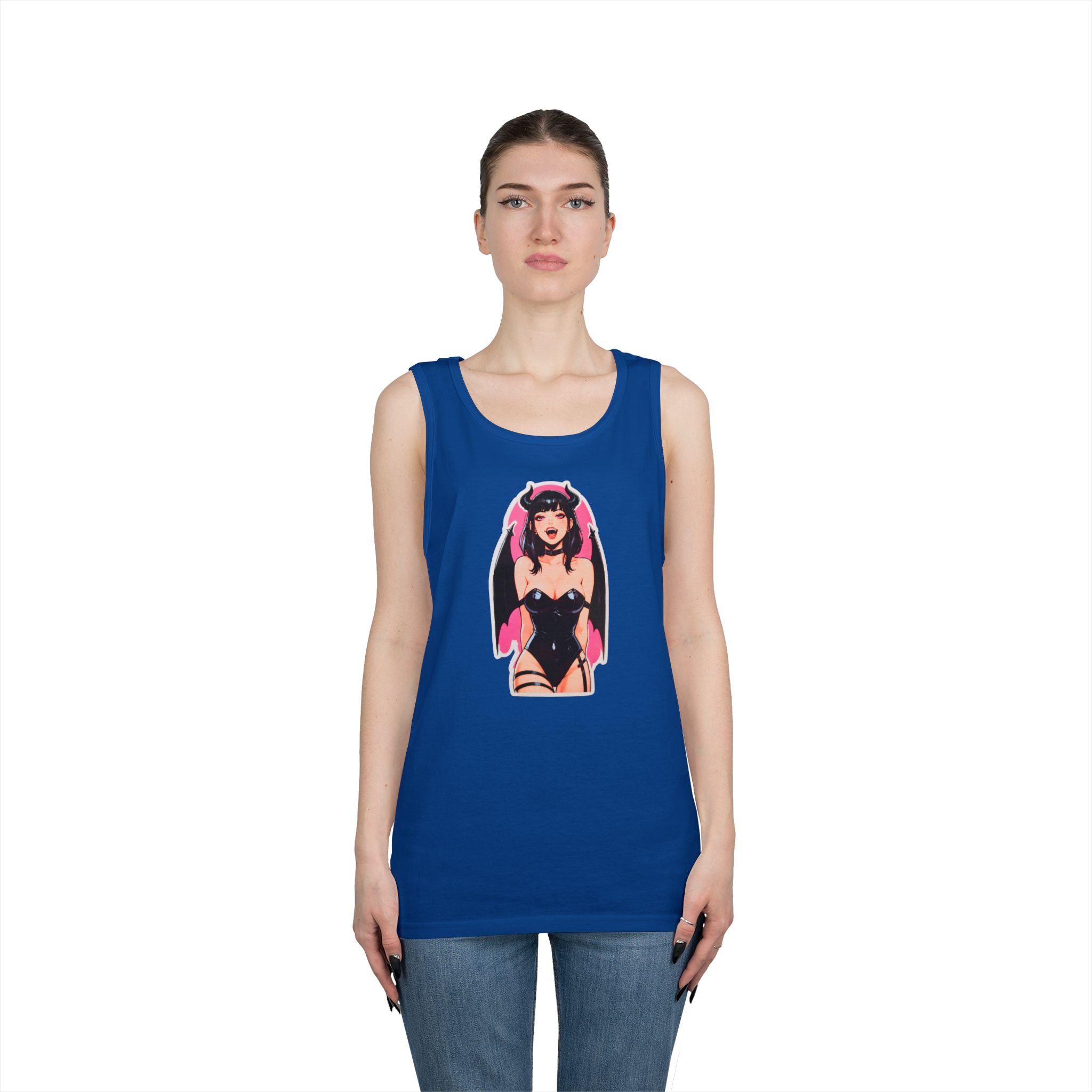 Succubus Ahegao Dark Gothic Heavy Cotton Tank Top