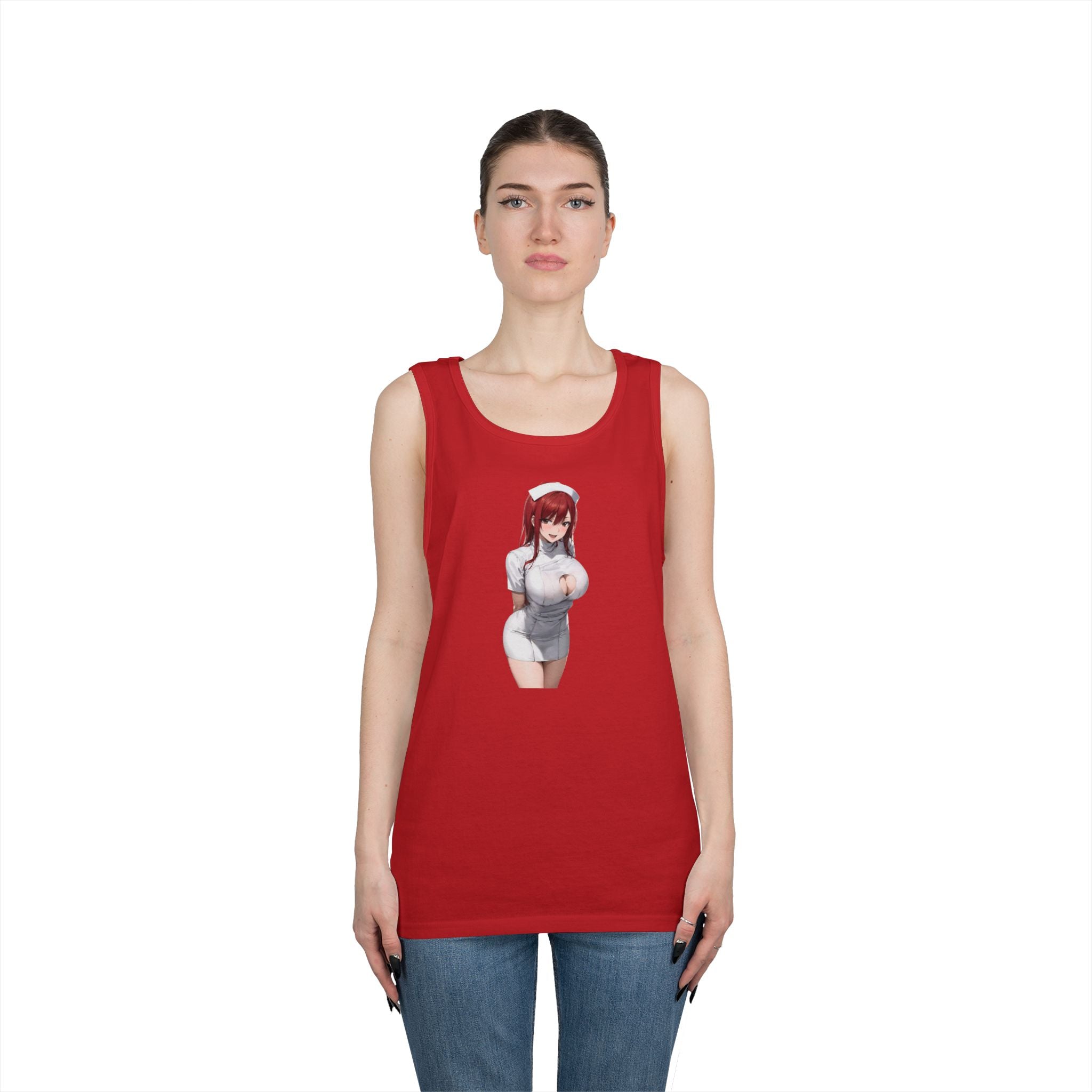 Ezra Scarlet Nurse Uniform Anime Heavy Cotton Tank Top