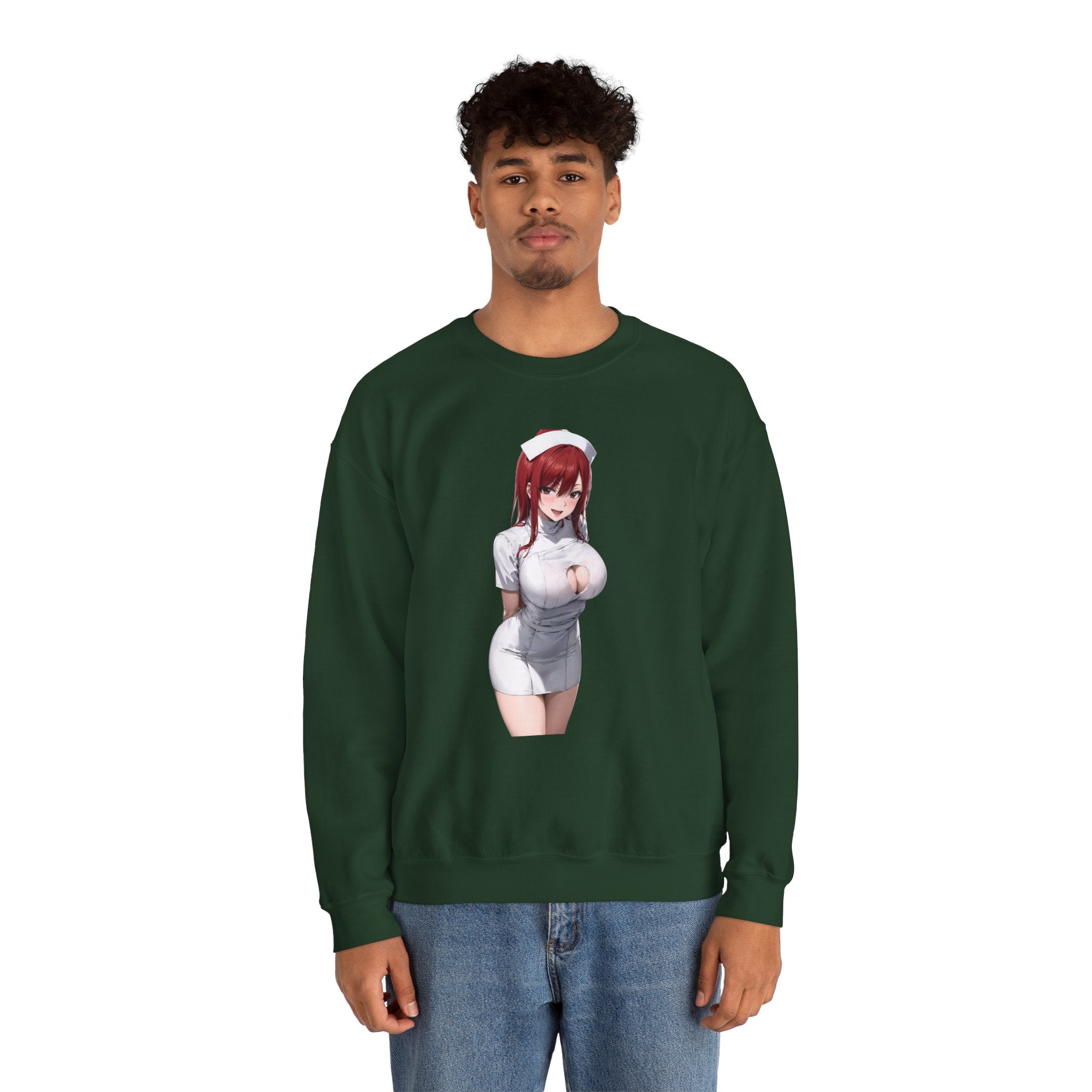 Ezra Scarlet Nurse Uniform Anime Unisex Heavy Blend™ Crewneck Sweatshirt