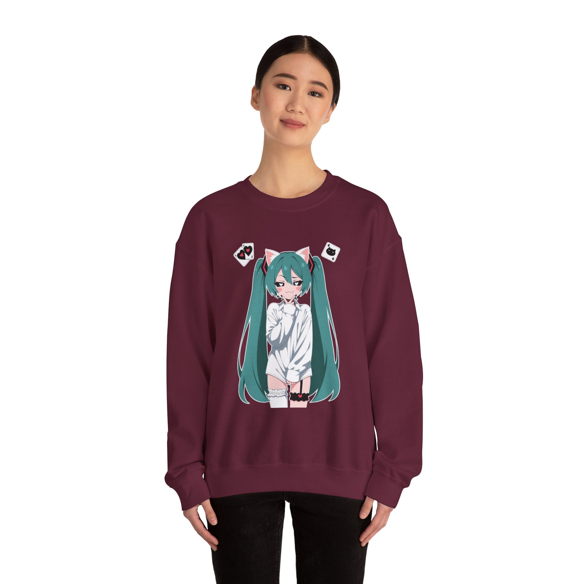 Hatsune Miku Catgirl Cute Unisex Heavy Blend™ Crewneck Sweatshirt