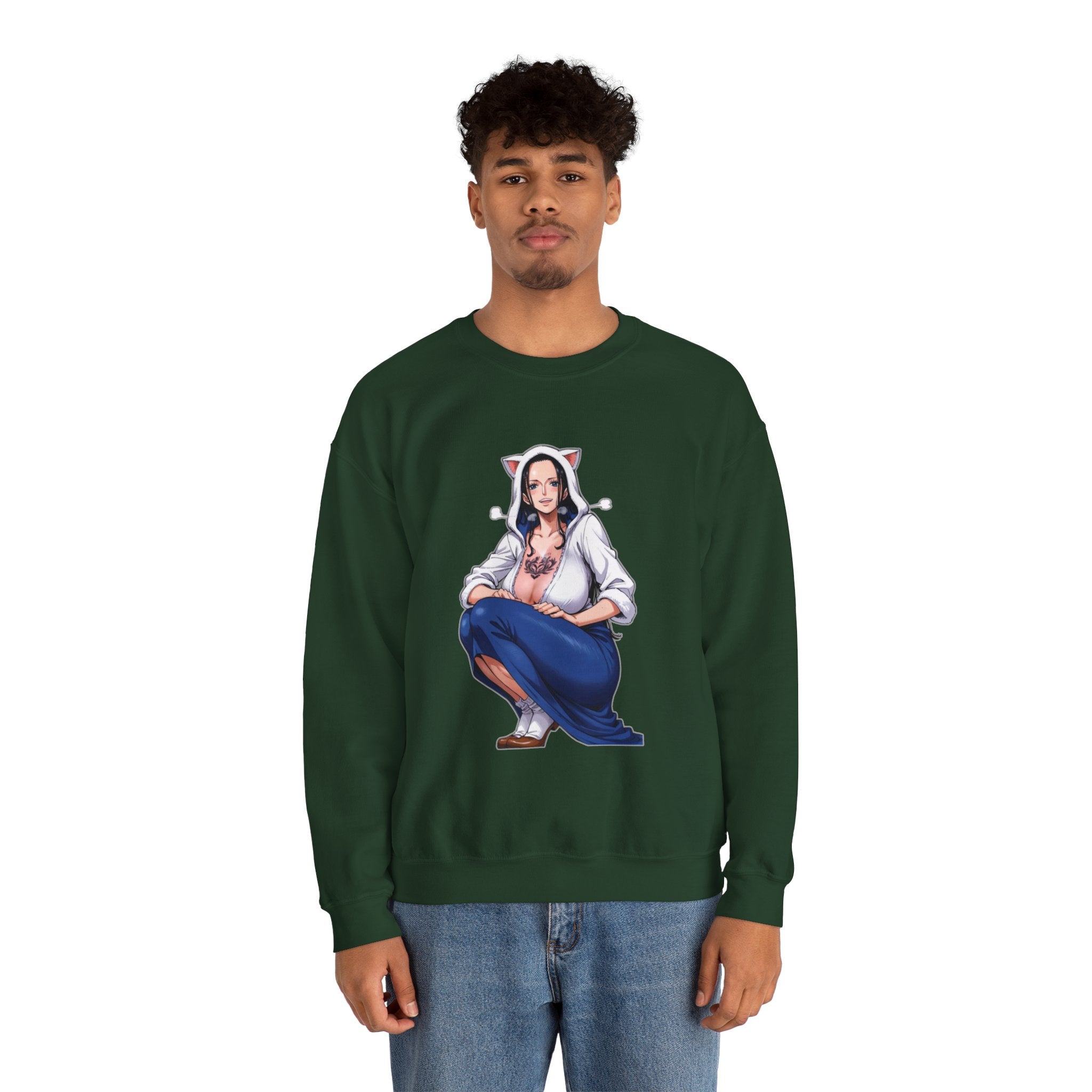 Nico Robin Catgirl Casual Anime Unisex Heavy Blend™ Crewneck Sweatshirt