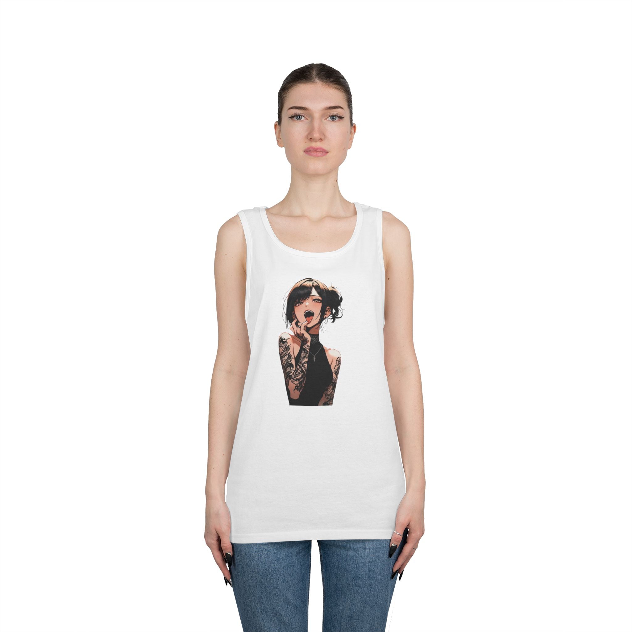 Gothic Himiko Toga Tattooed Ahegao Heavy Cotton Tank Top