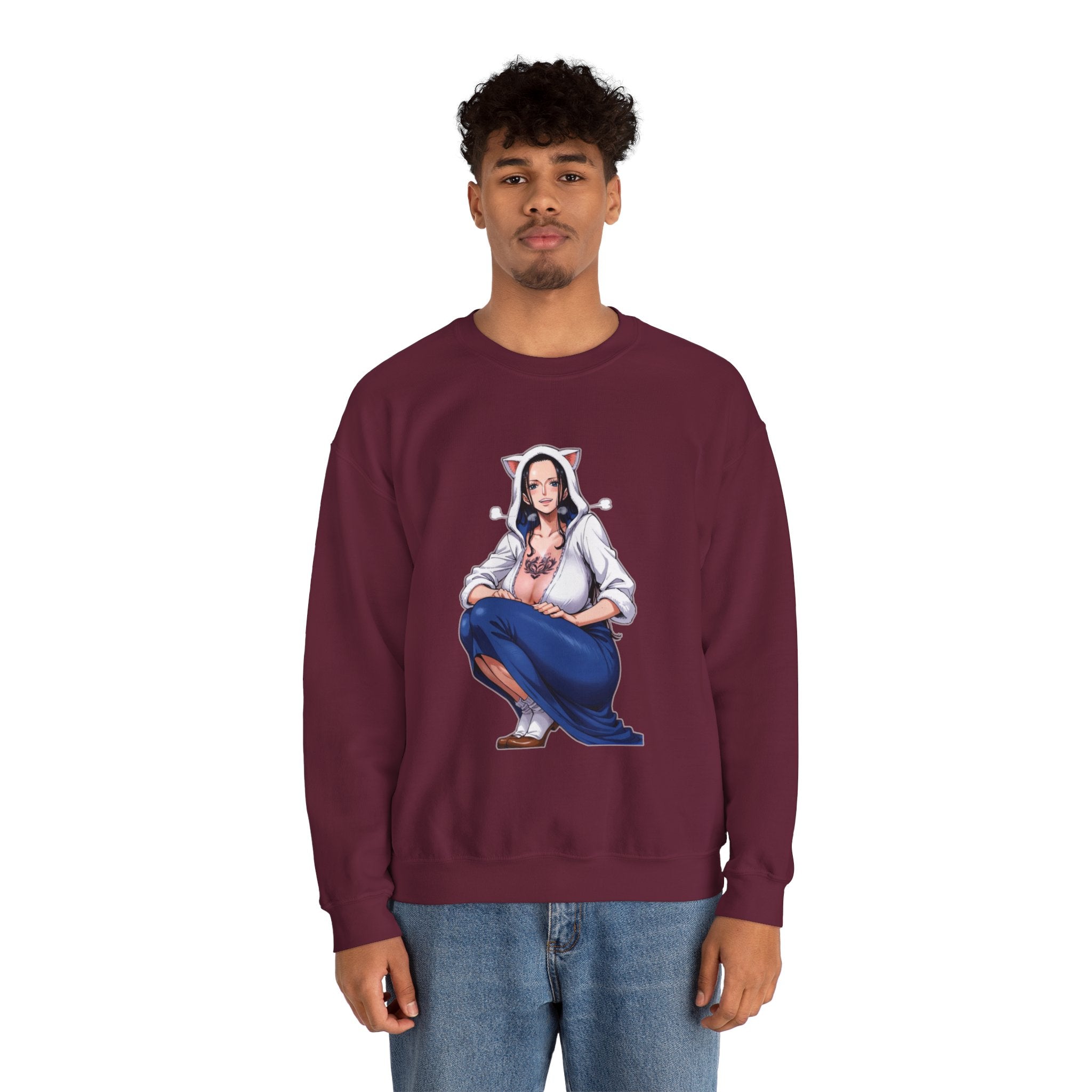 Nico Robin Catgirl Casual Anime Unisex Heavy Blend™ Crewneck Sweatshirt