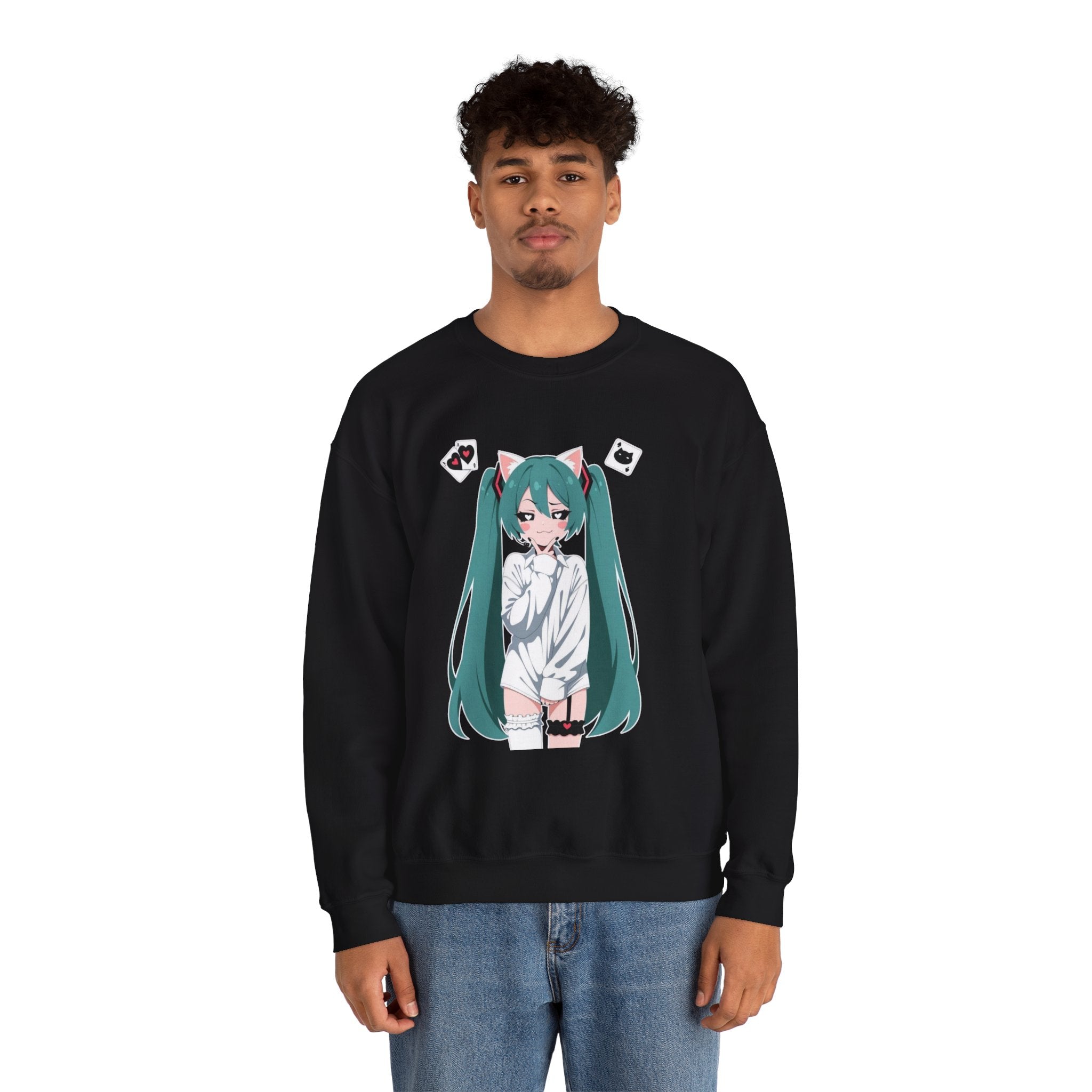Hatsune Miku Catgirl Cute Unisex Heavy Blend™ Crewneck Sweatshirt