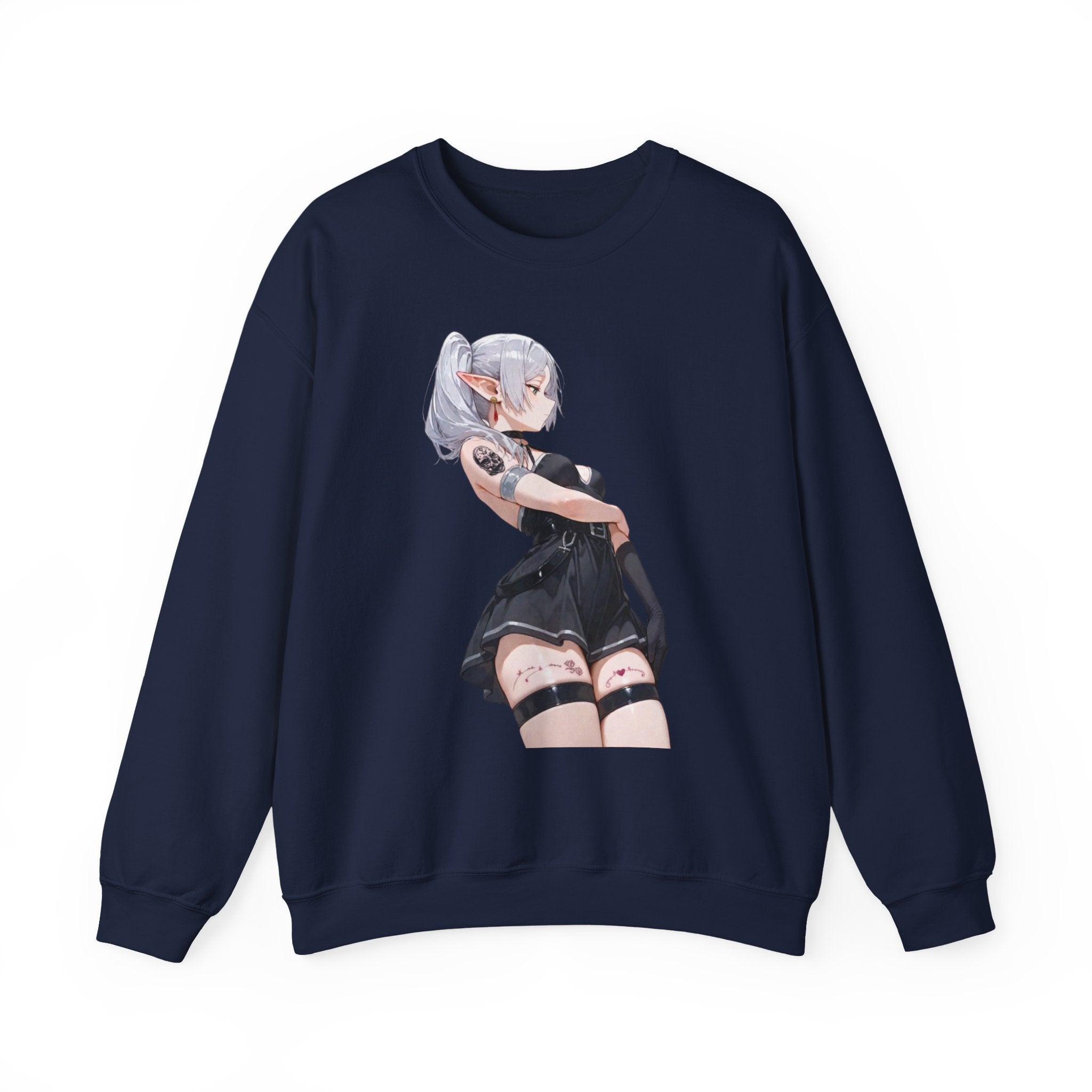 Sexy Frieren Tattooed Black Outfit Unisex Heavy Blend™ Crewneck Sweatshirt