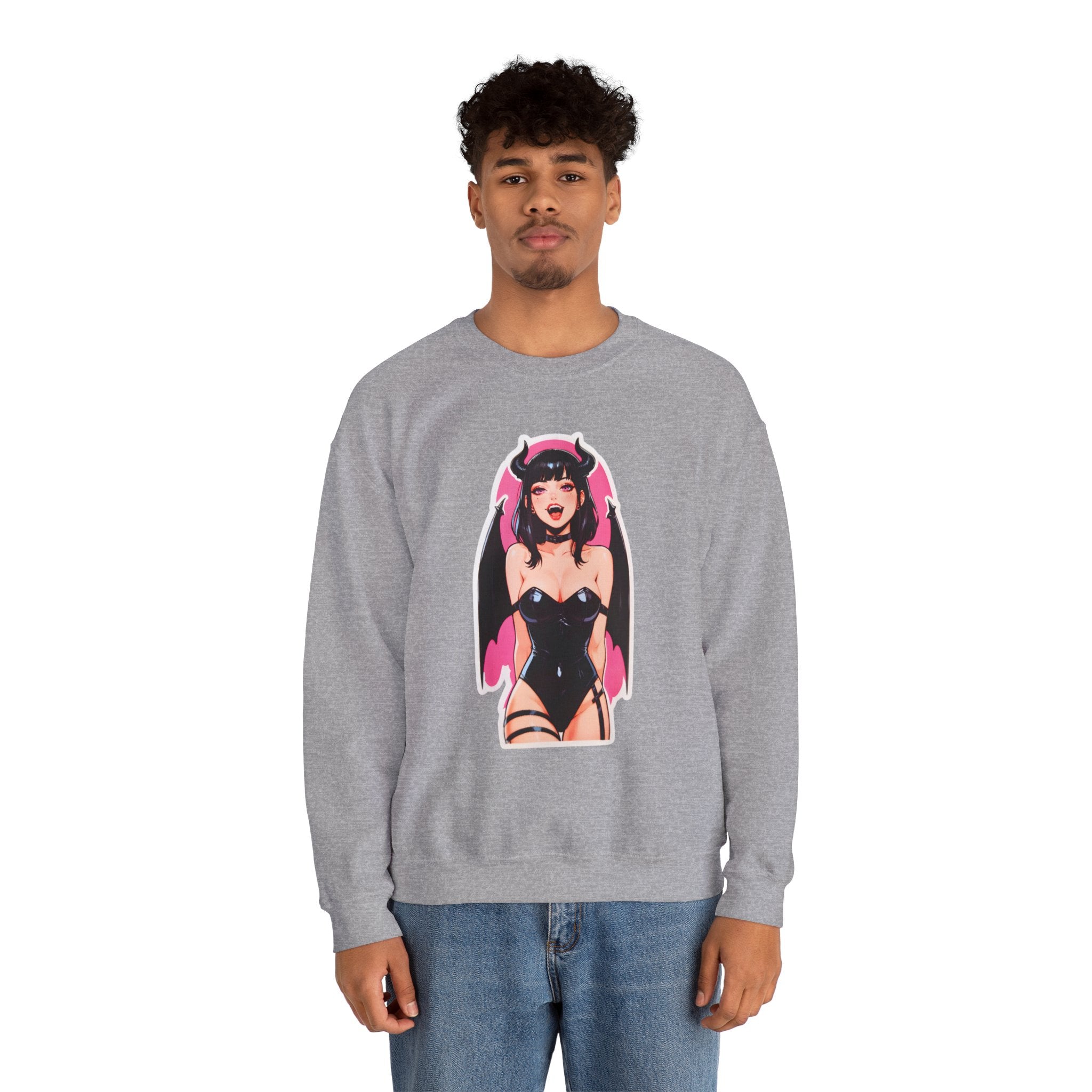 Succubus Ahegao Dark Gothic Unisex Heavy Blend™ Crewneck Sweatshirt