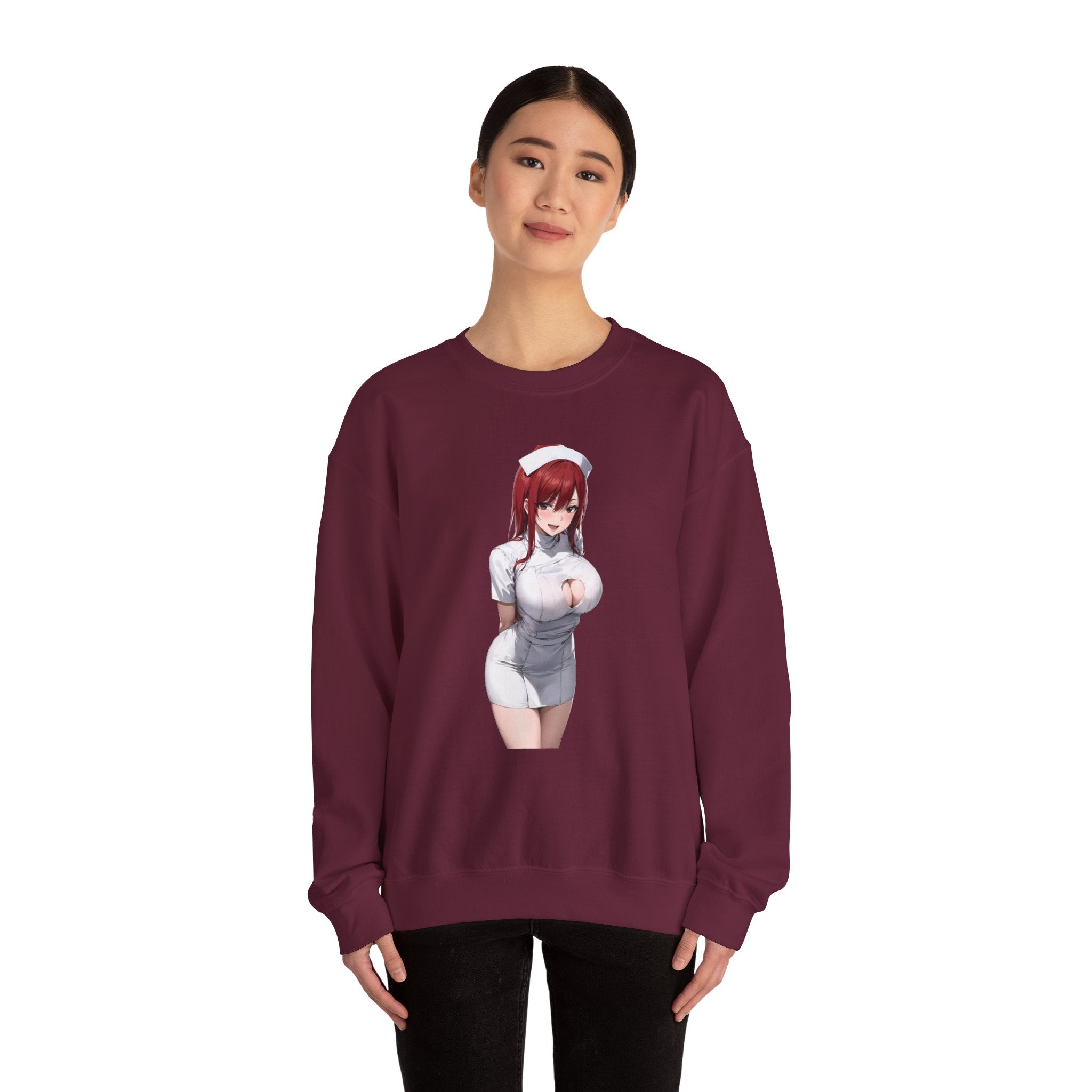 Ezra Scarlet Nurse Uniform Anime Unisex Heavy Blend™ Crewneck Sweatshirt