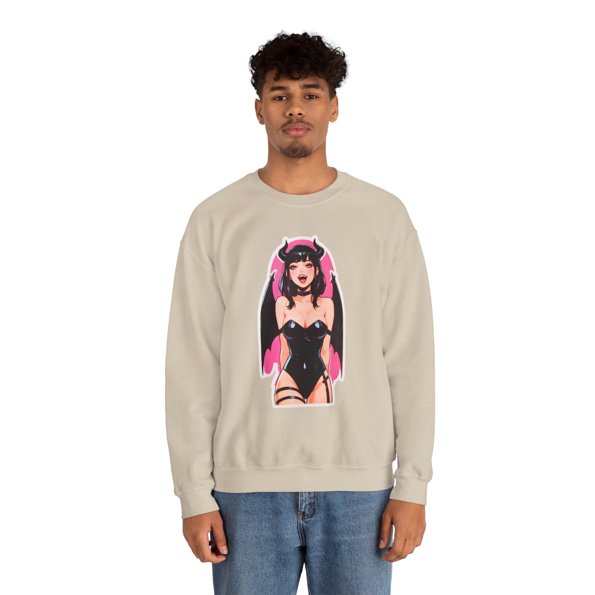 Succubus Ahegao Dark Gothic Unisex Heavy Blend™ Crewneck Sweatshirt