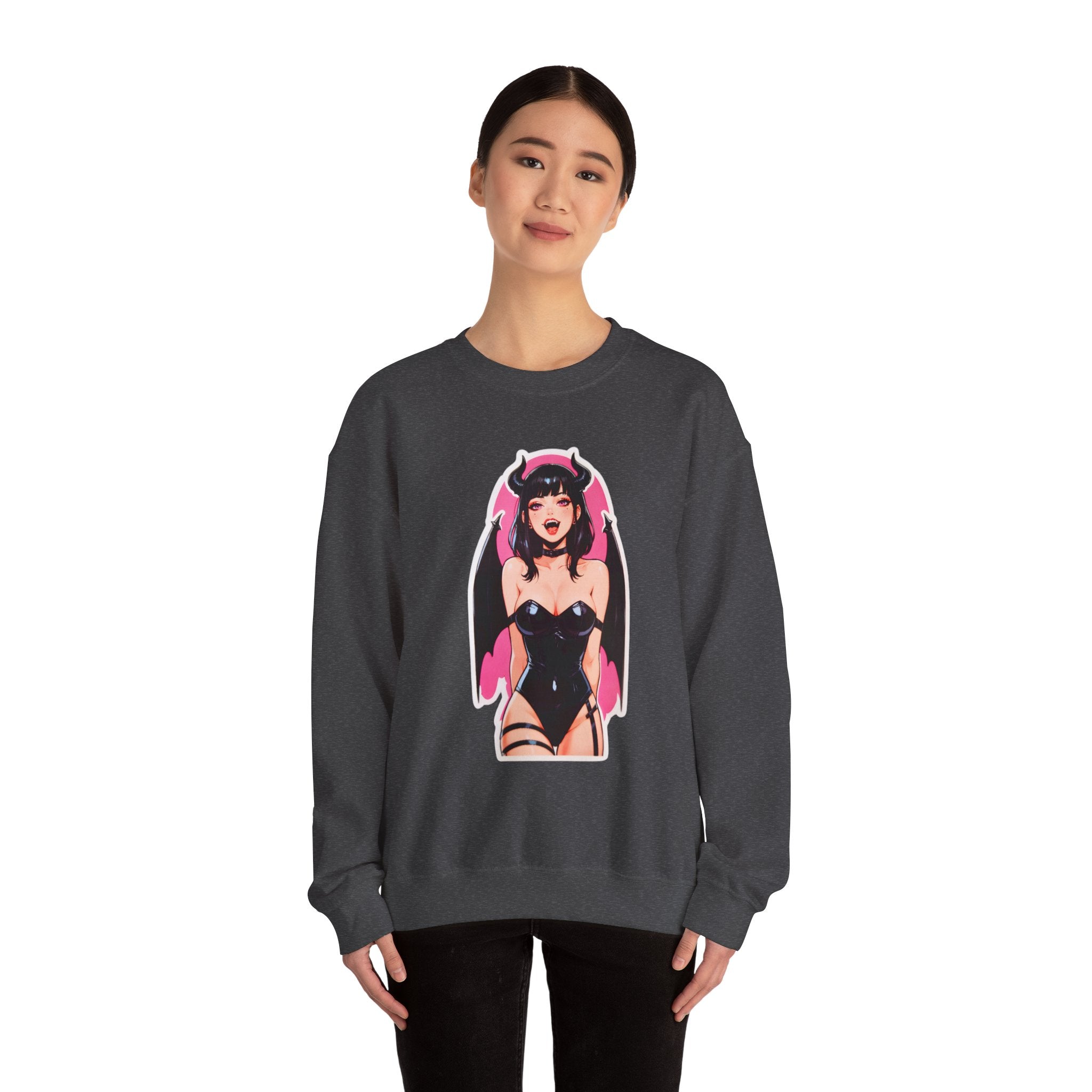 Succubus Ahegao Dark Gothic Unisex Heavy Blend™ Crewneck Sweatshirt