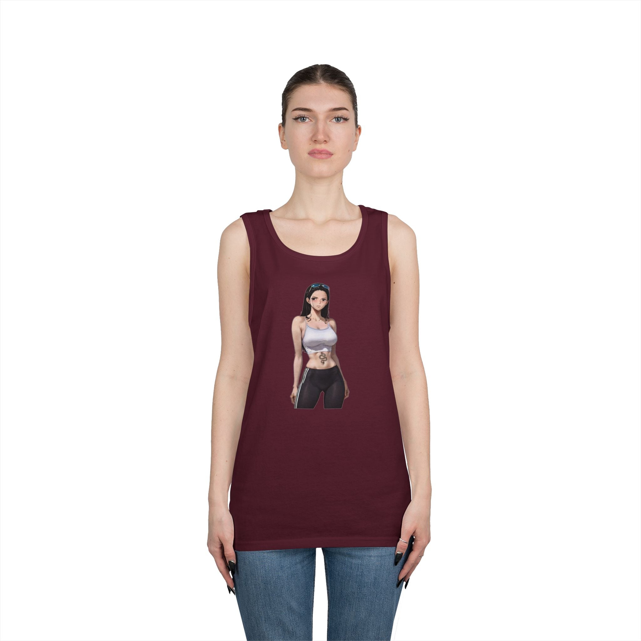 Nico Robin Sporty Snake Tattoo Anime Heavy Cotton Tank Top