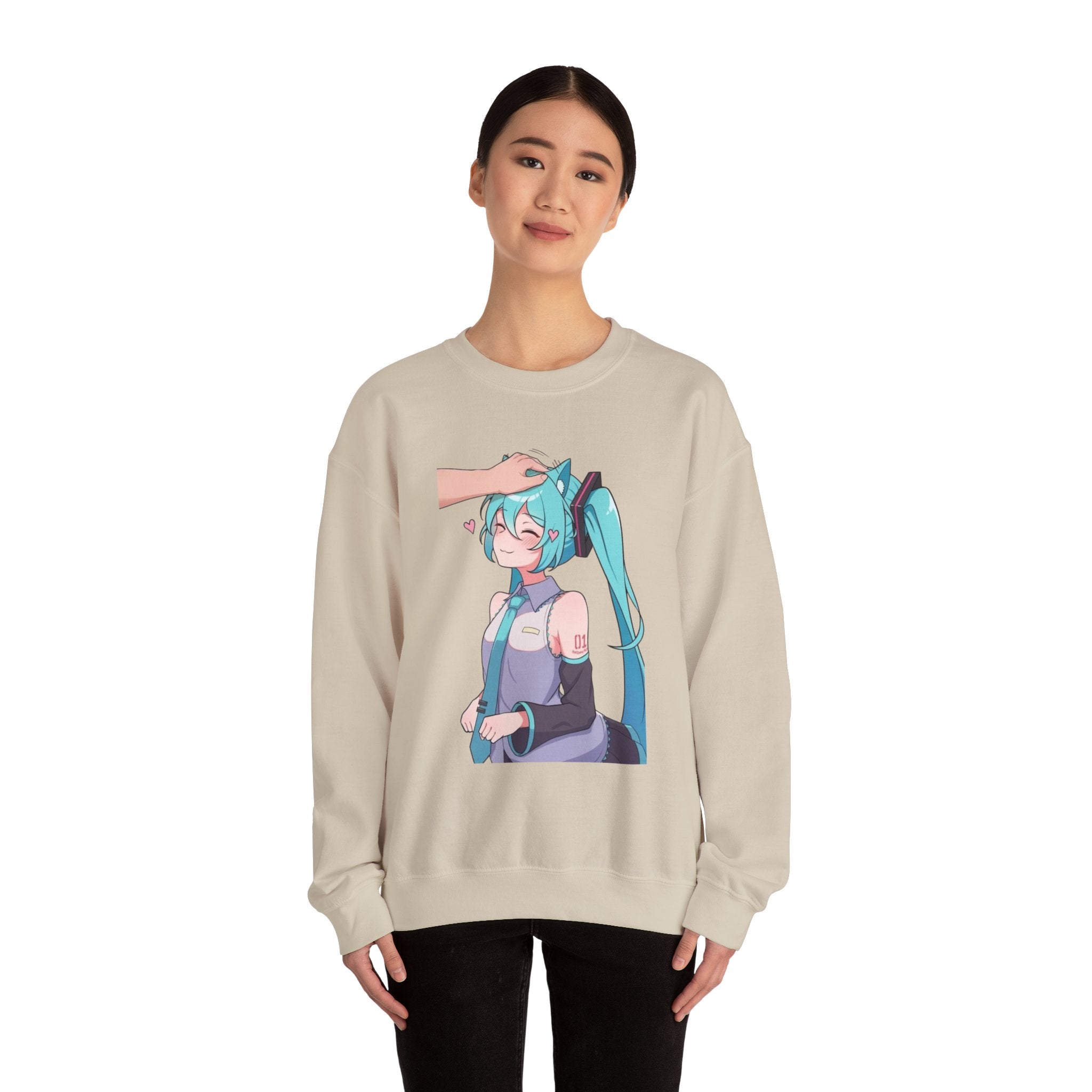 Hatsune Miku Headpat Smiling Catgirl Unisex Heavy Blend™ Crewneck Sweatshirt