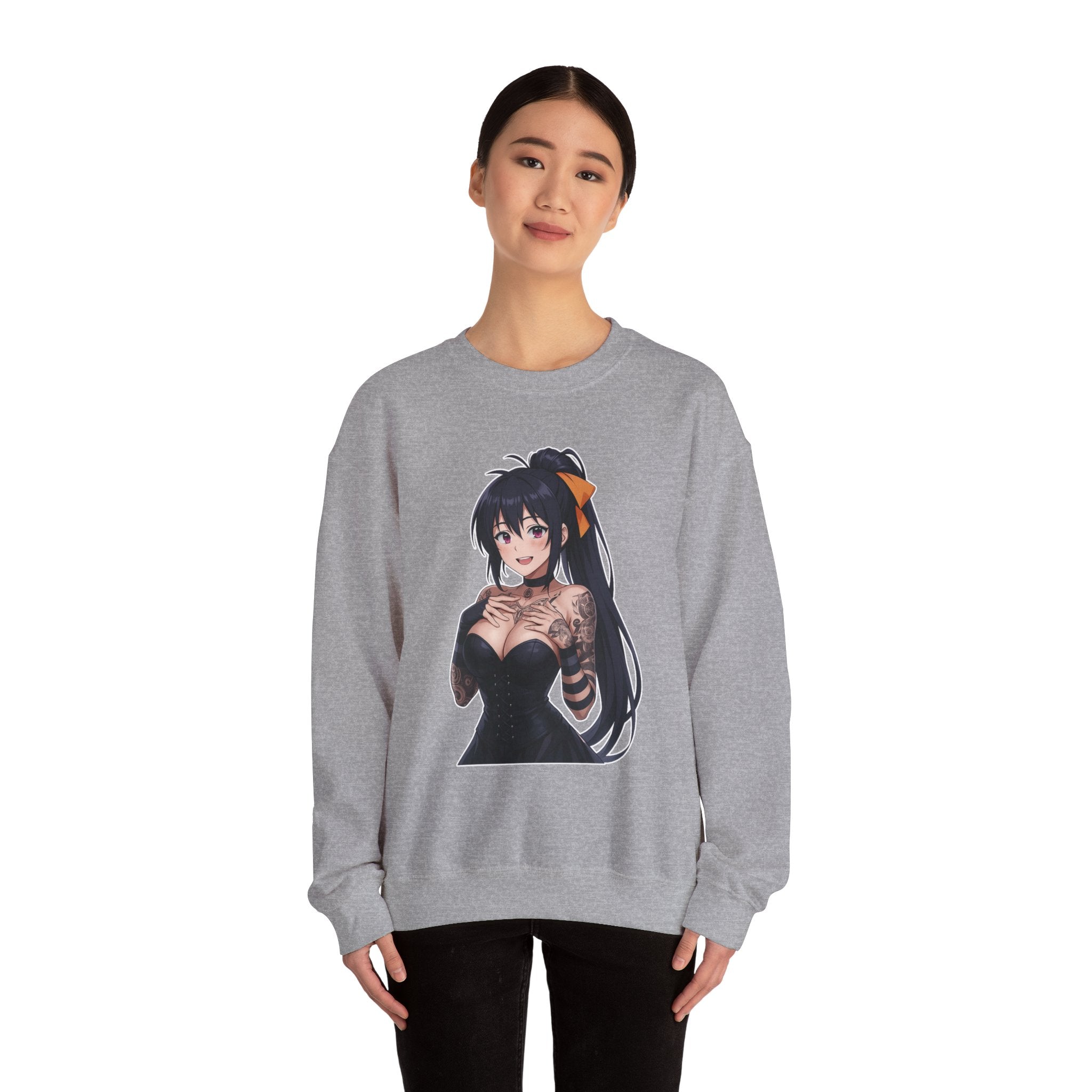 Gothic Style Akeno Himejima Tattoed Waifu Unisex Heavy Blend™ Crewneck Sweatshirt