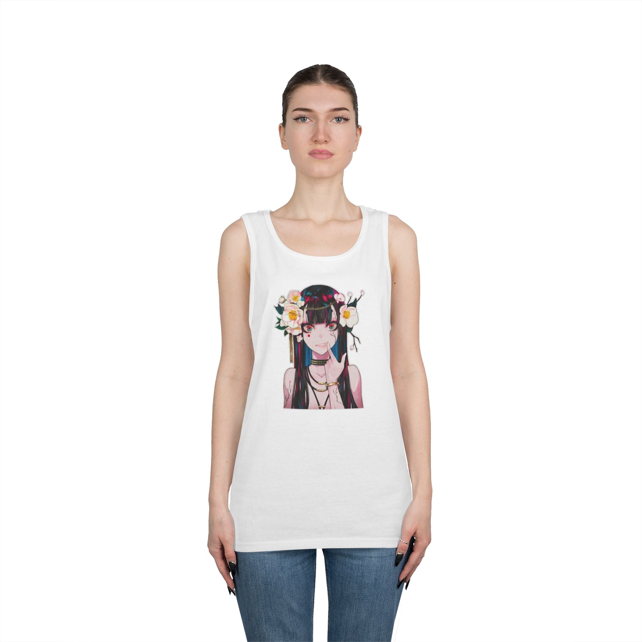 Vampire Girl Dark Fantasy Heavy Cotton Tank Top