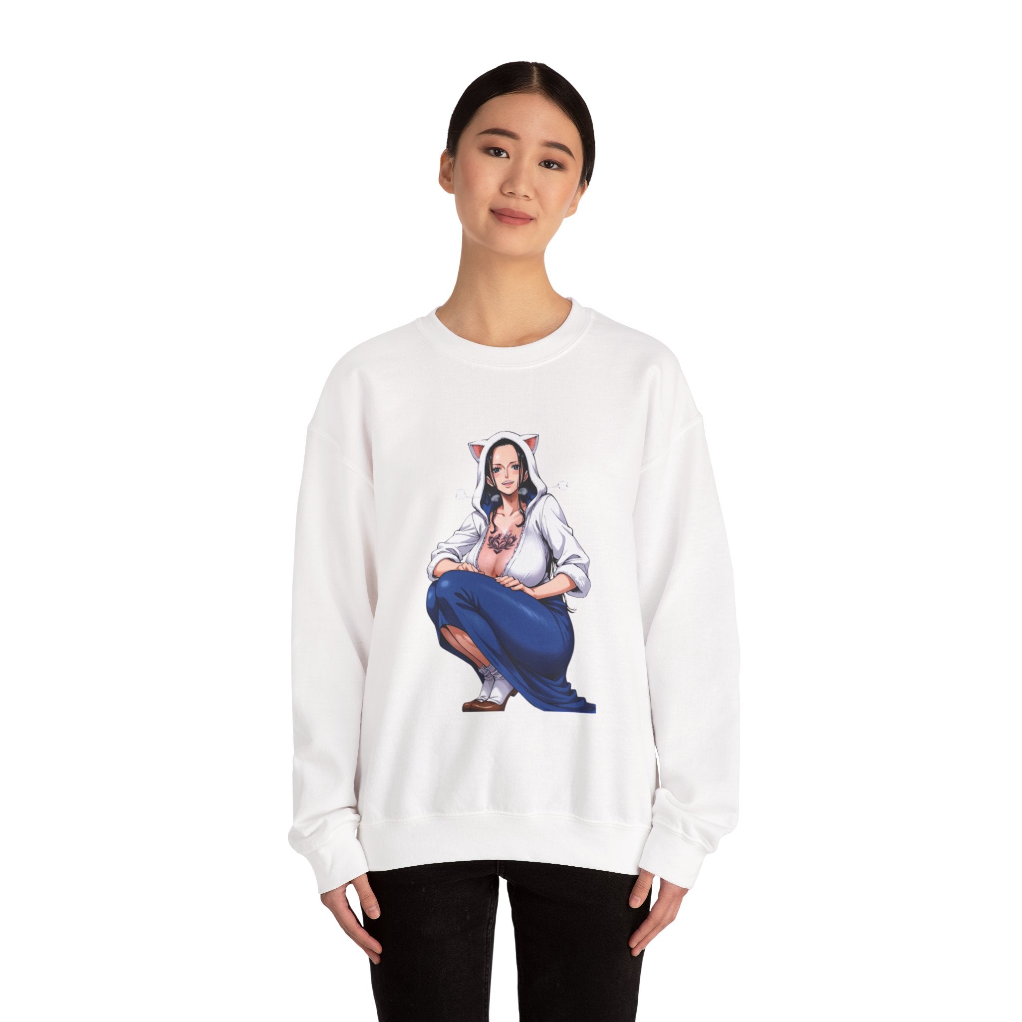 Nico Robin Catgirl Casual Anime Unisex Heavy Blend™ Crewneck Sweatshirt