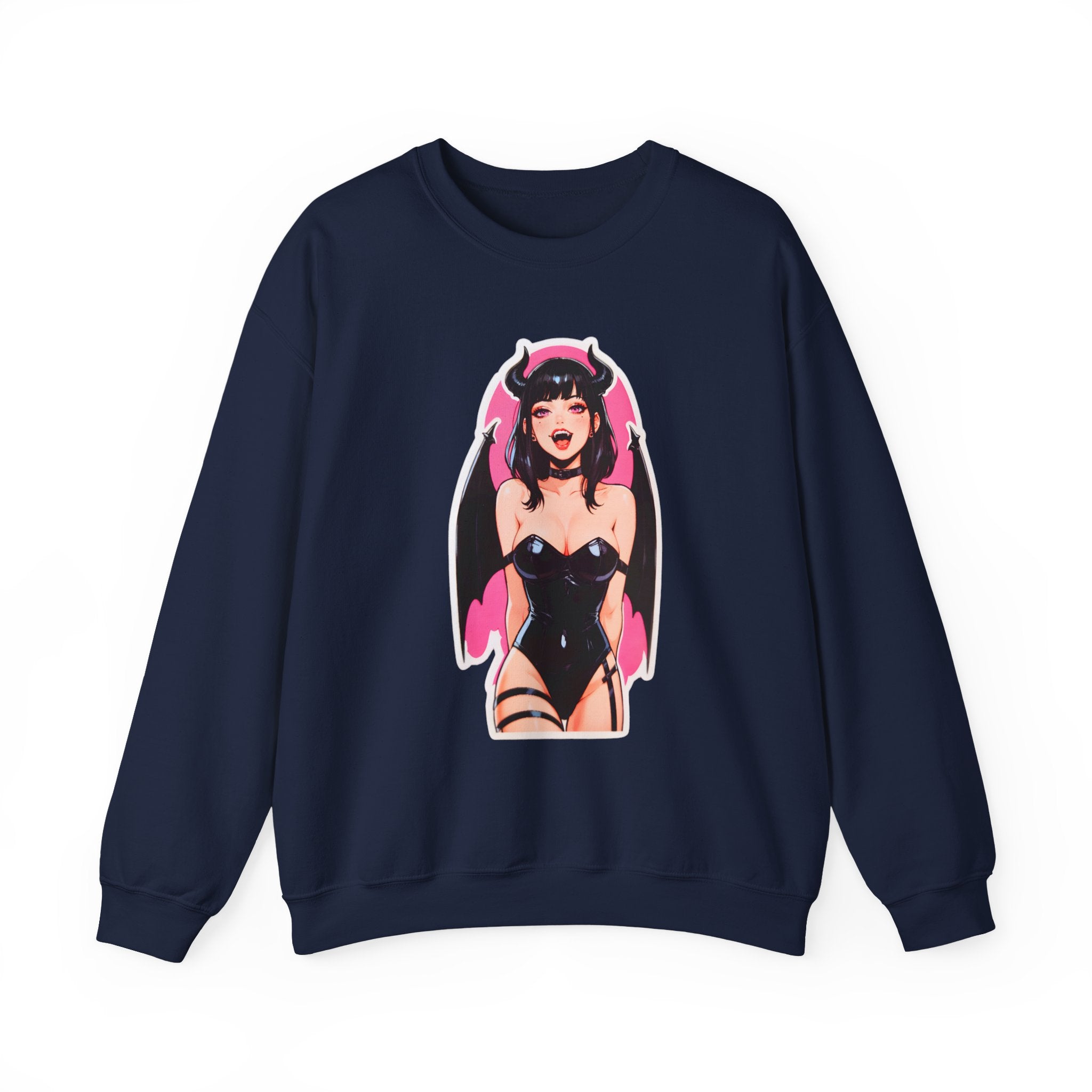 Succubus Ahegao Dark Gothic Unisex Heavy Blend™ Crewneck Sweatshirt