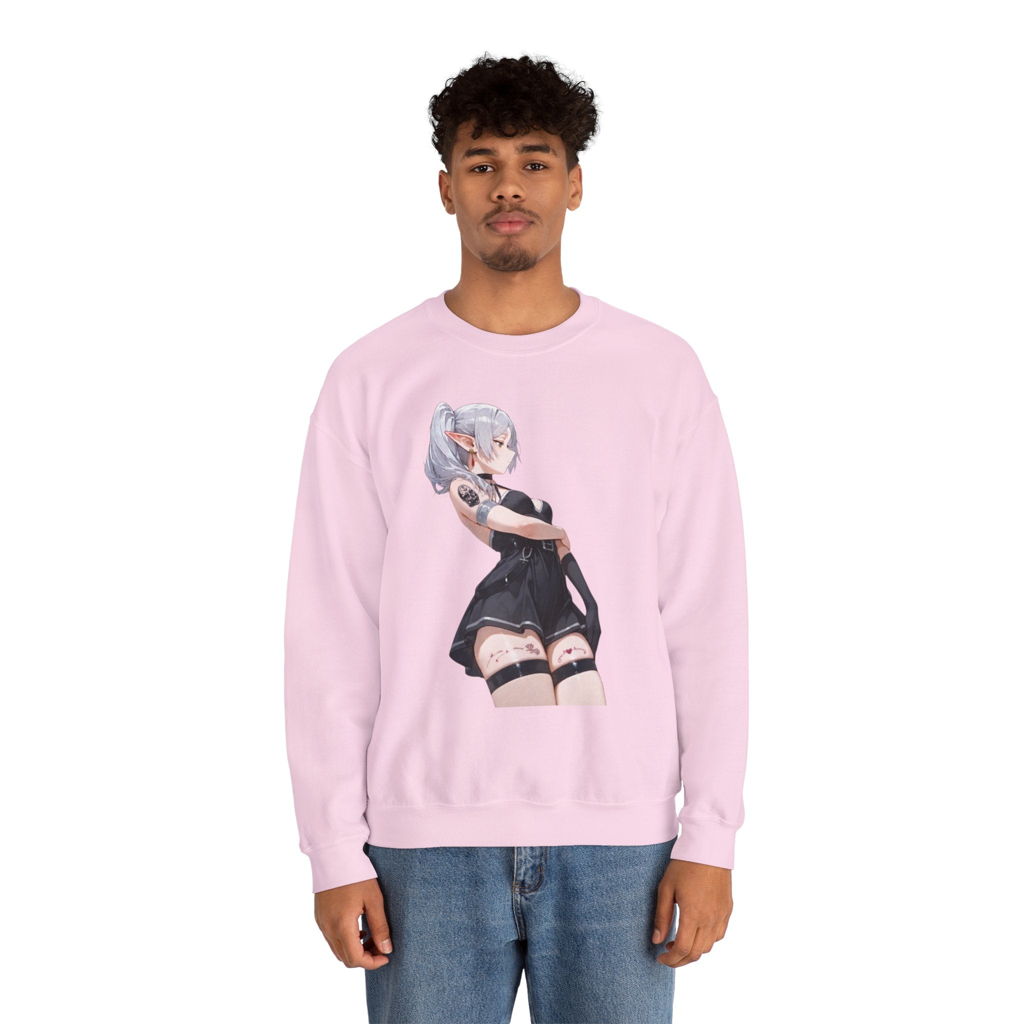 Sexy Frieren Tattooed Black Outfit Unisex Heavy Blend™ Crewneck Sweatshirt