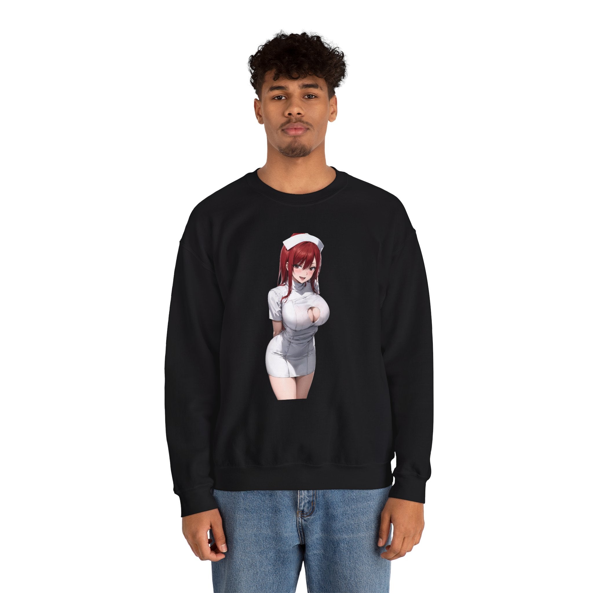 Ezra Scarlet Nurse Uniform Anime Unisex Heavy Blend™ Crewneck Sweatshirt