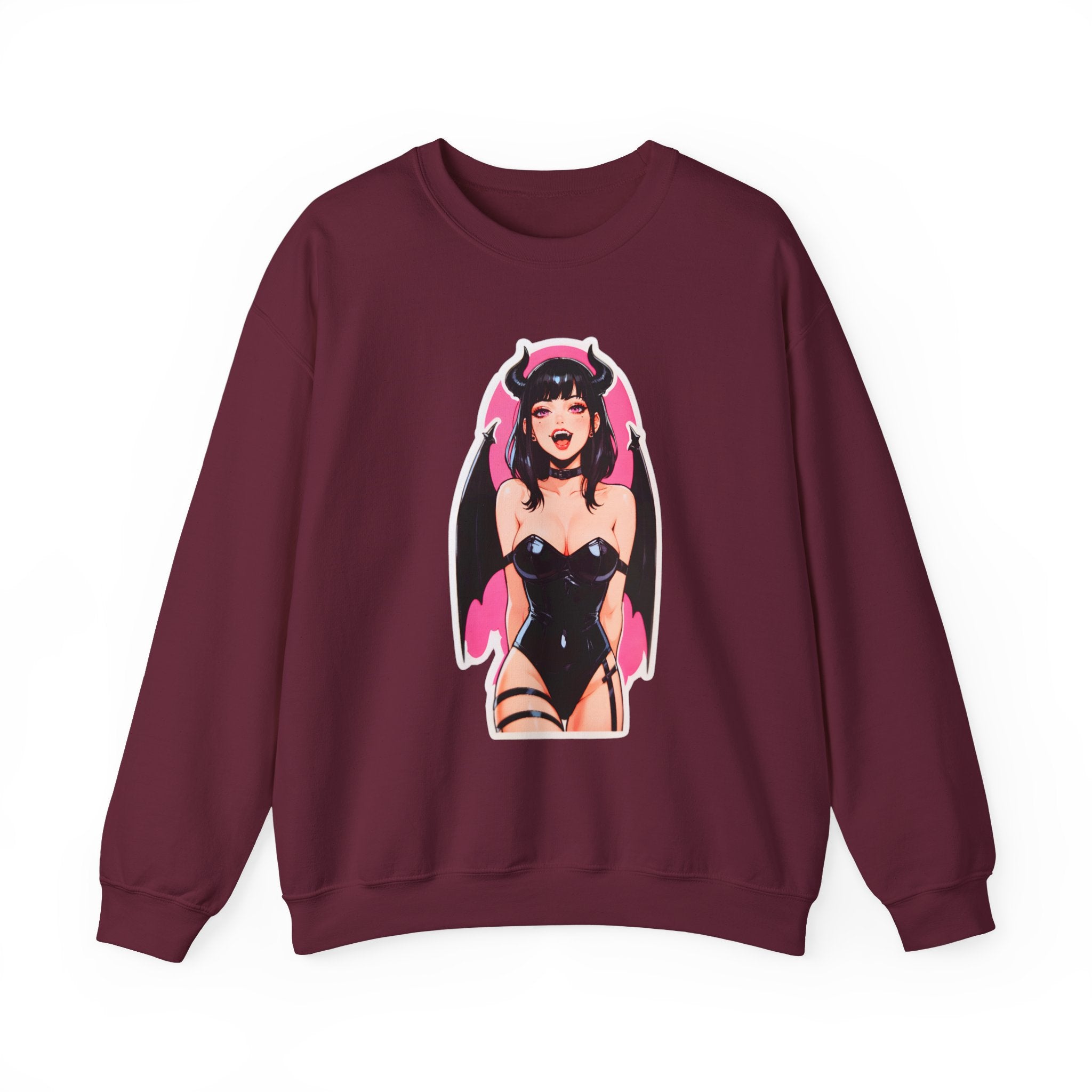 Succubus Ahegao Dark Gothic Unisex Heavy Blend™ Crewneck Sweatshirt