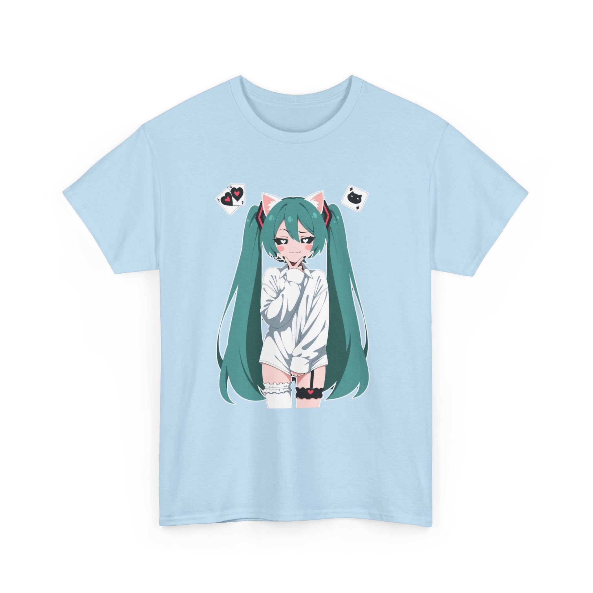 Hatsune Miku Catgirl Cute Anime Unisex Heavy Cotton Tee