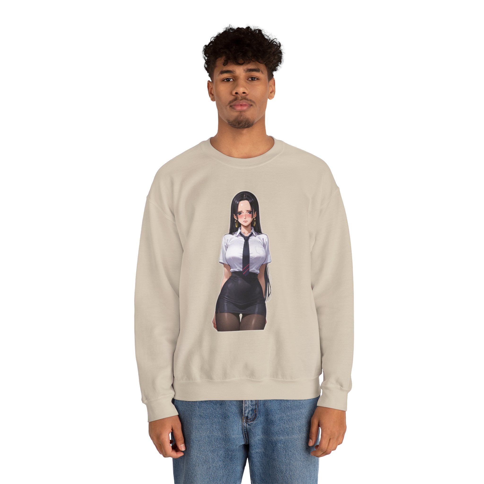 Nico Robin Office Lady Blushing Anime Unisex Heavy Blend™ Crewneck Sweatshirt