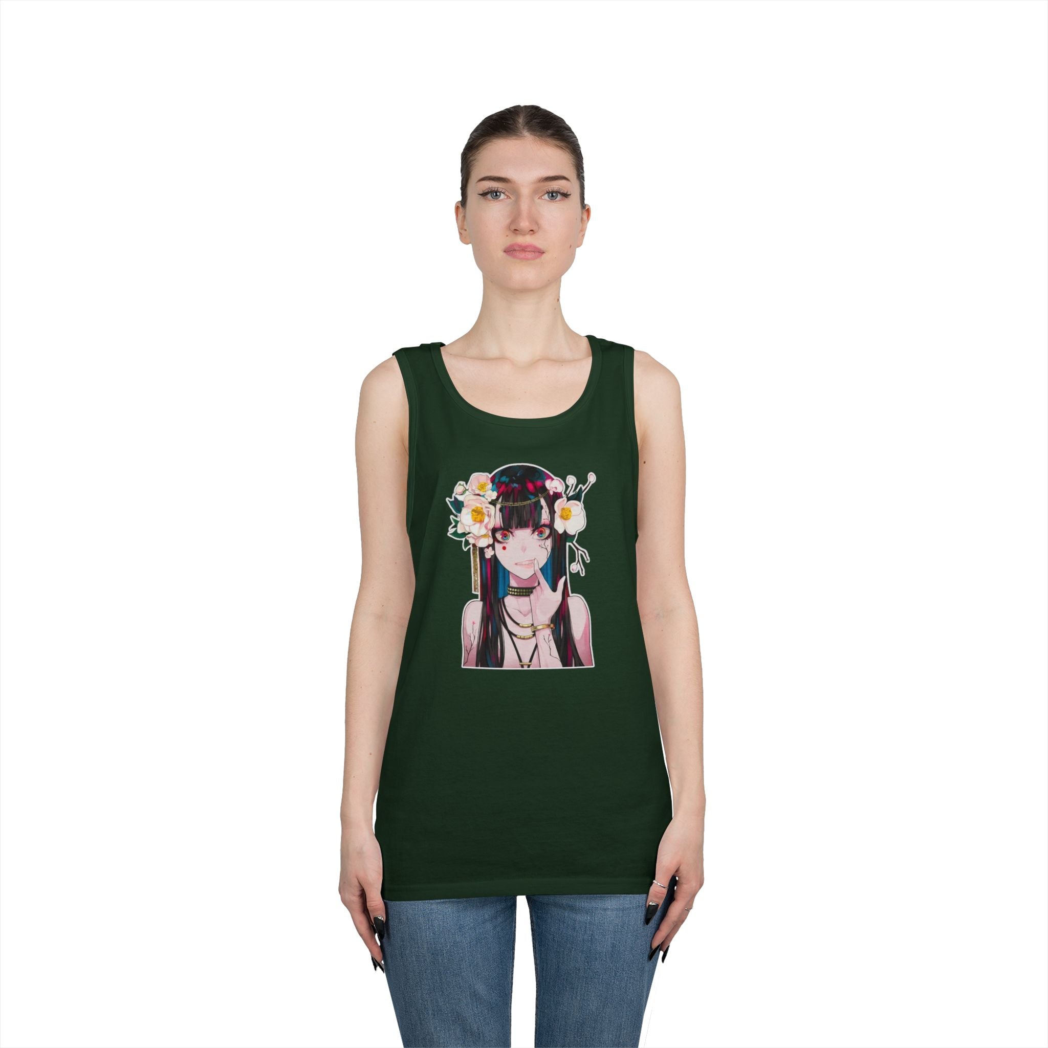 Vampire Girl Dark Fantasy Heavy Cotton Tank Top
