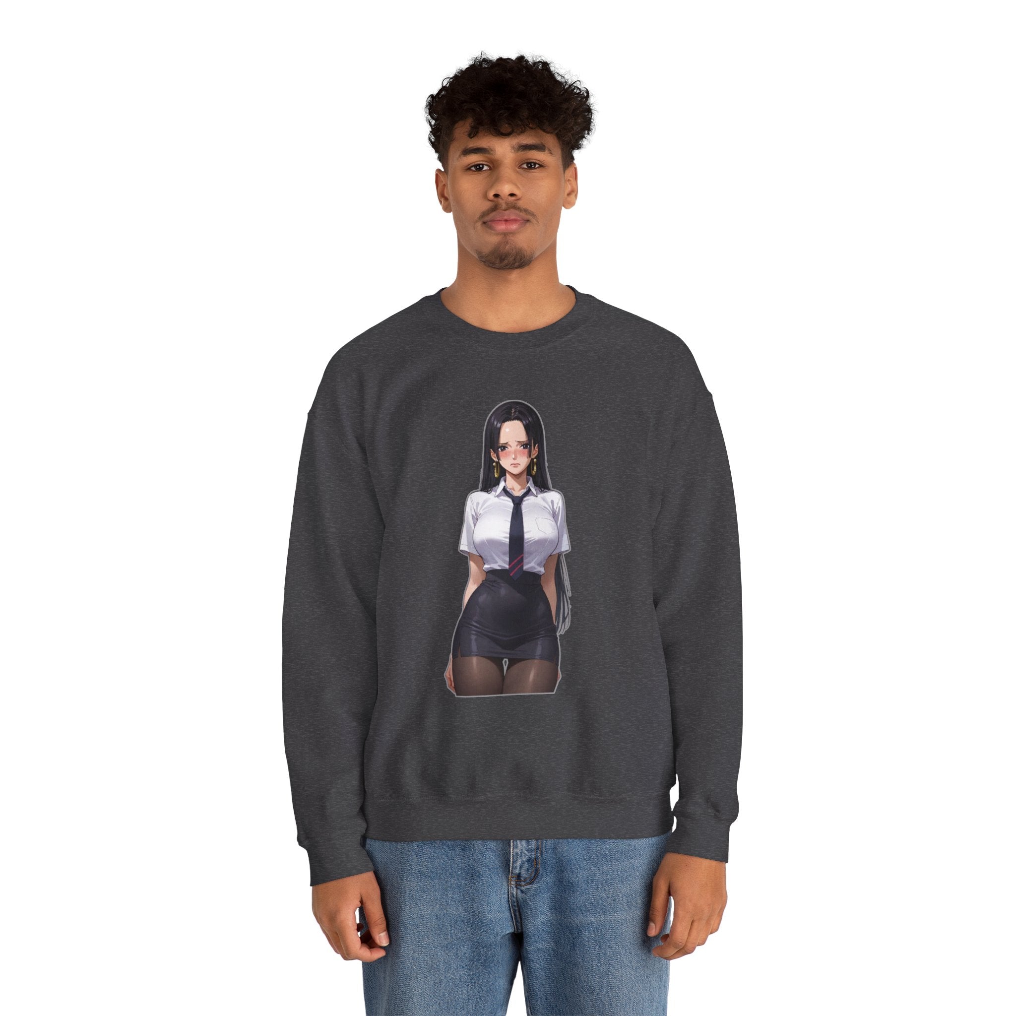 Nico Robin Office Lady Blushing Anime Unisex Heavy Blend™ Crewneck Sweatshirt