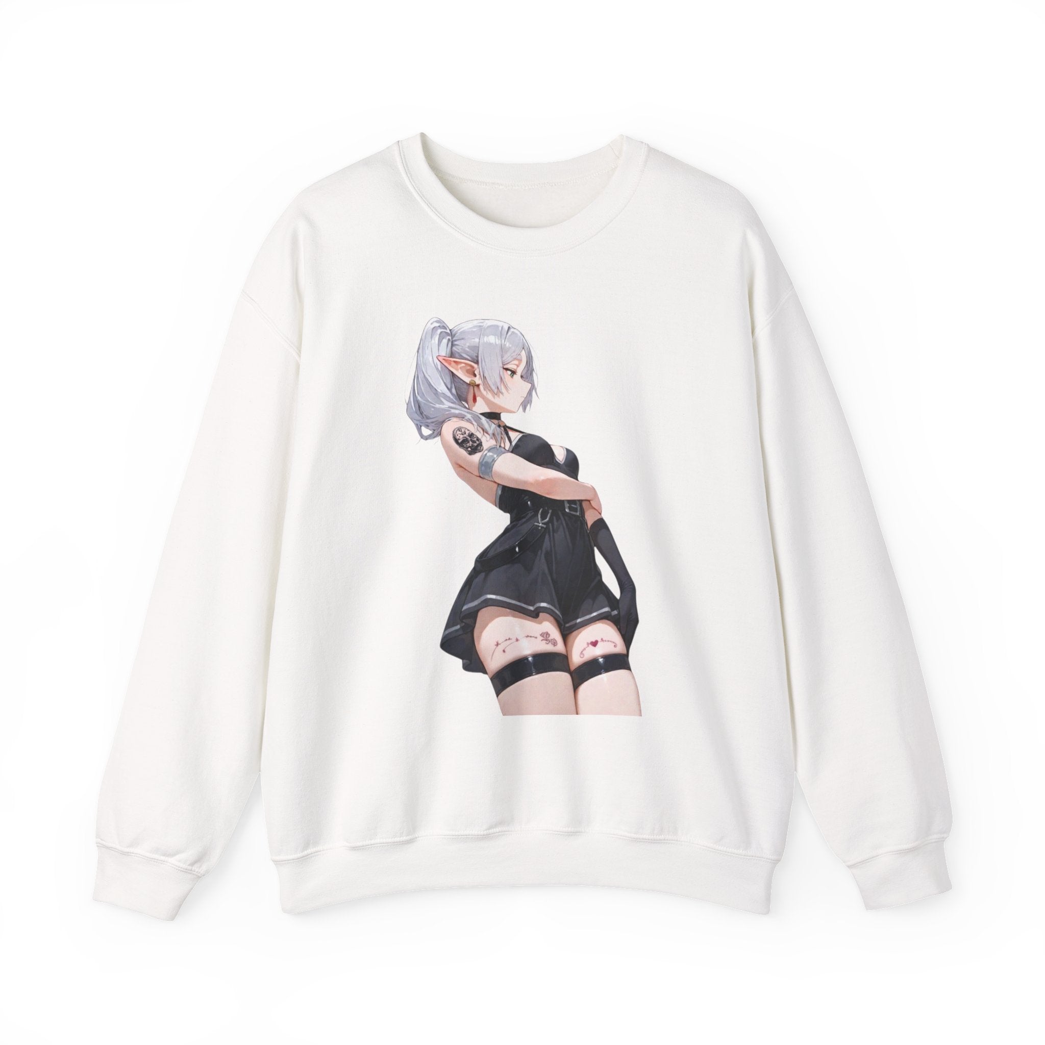 Sexy Frieren Tattooed Black Outfit Unisex Heavy Blend™ Crewneck Sweatshirt