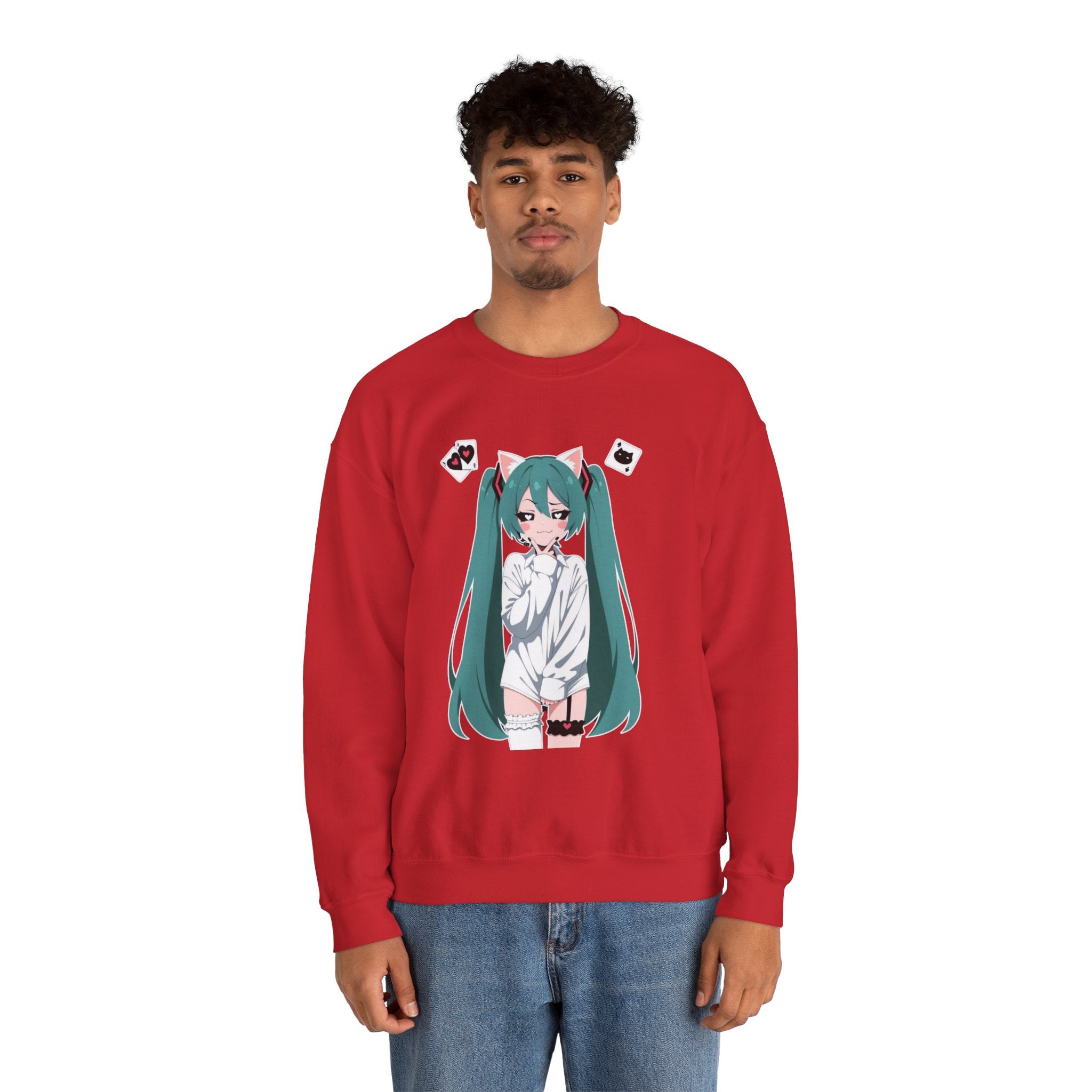 Hatsune Miku Catgirl Cute Unisex Heavy Blend™ Crewneck Sweatshirt